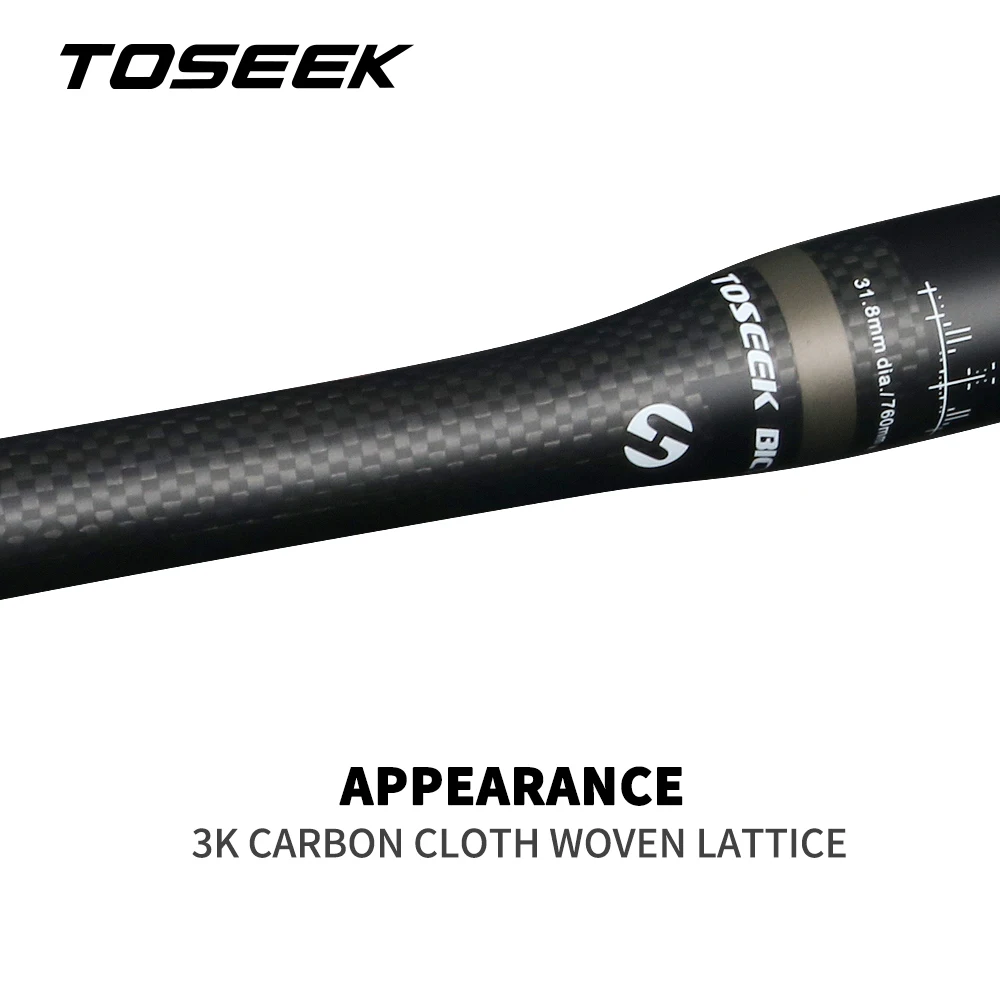 TOSEEK Carbon Handlebar MTB Handlebar Flat Or Rise Handlebar 31.8*580/600/620/640/660/680/700/720/740/760mm Matte Bike Parts