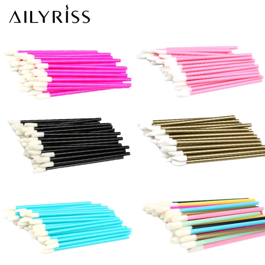 Disposable Lip Brushes 50pcs Eyelash Cleaning Makeup Removing Tools Lipstick Lip Gloss Mascara Wands Set Cosmetic Applicator