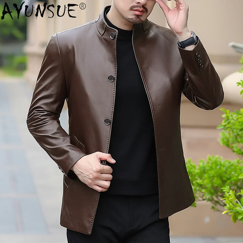 Jacket Mens Men Clothing Genuine Sheepskin Leather Autumn Coat Male 6XL 7XL Clothes Chaqueta Cuero Hombre LXR886