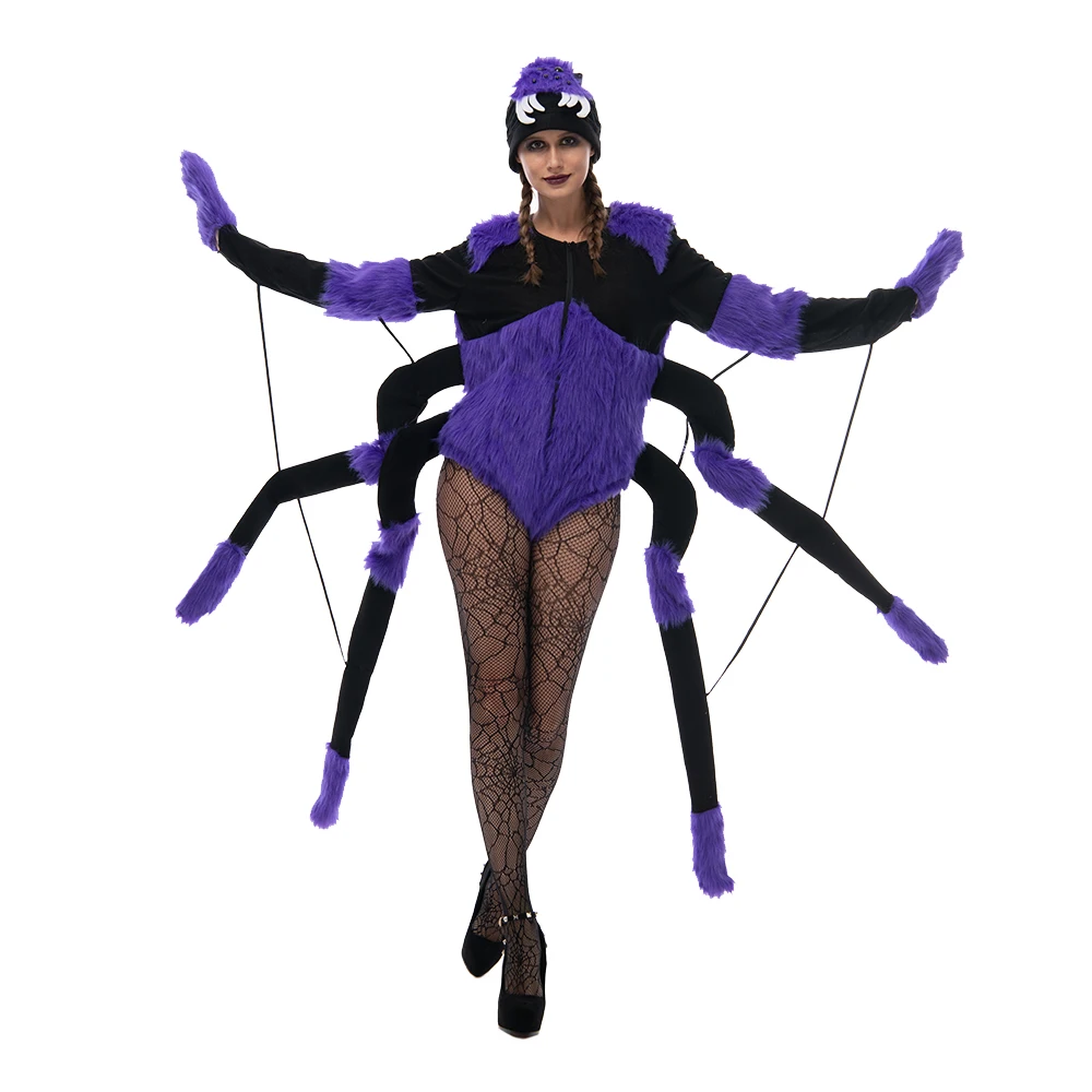 Snailify Black Widow Spider Women's Costume Purple Lady Sexy Spider Cosplay 2020 Halloween Costume Purim Carnival Party Wear