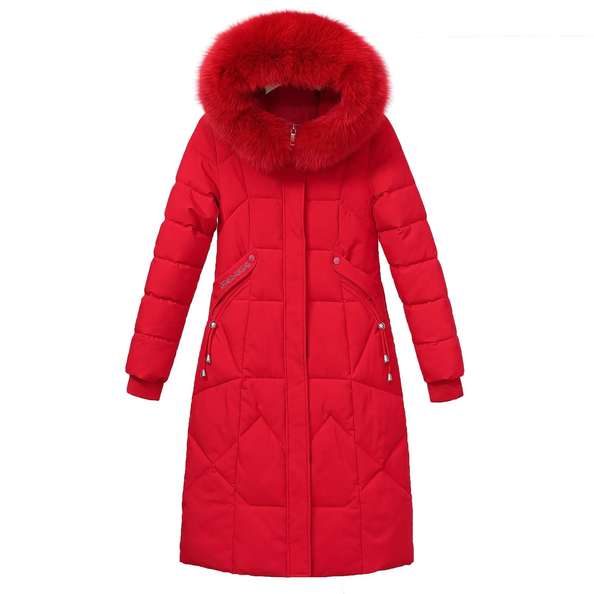 Padded Jacket Fashion Women\'s Wear Down Parka Over Knee Cotton Padded Clothes Big Hair Collar Thickened Cotton