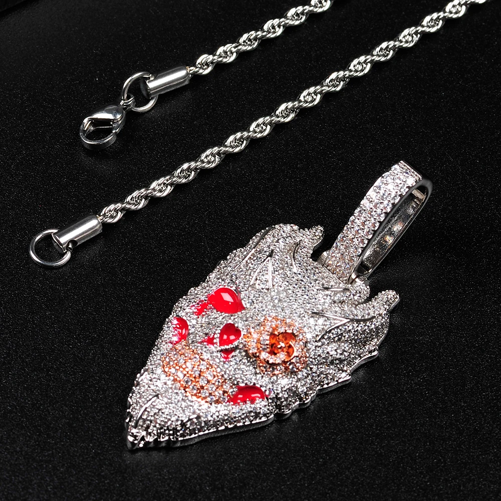 HIP HOP Skull Iced Out collana con ciondolo Bling Cubic Zirconia Rose Flower Eye Face collana uomo e donna gioielli per regalo