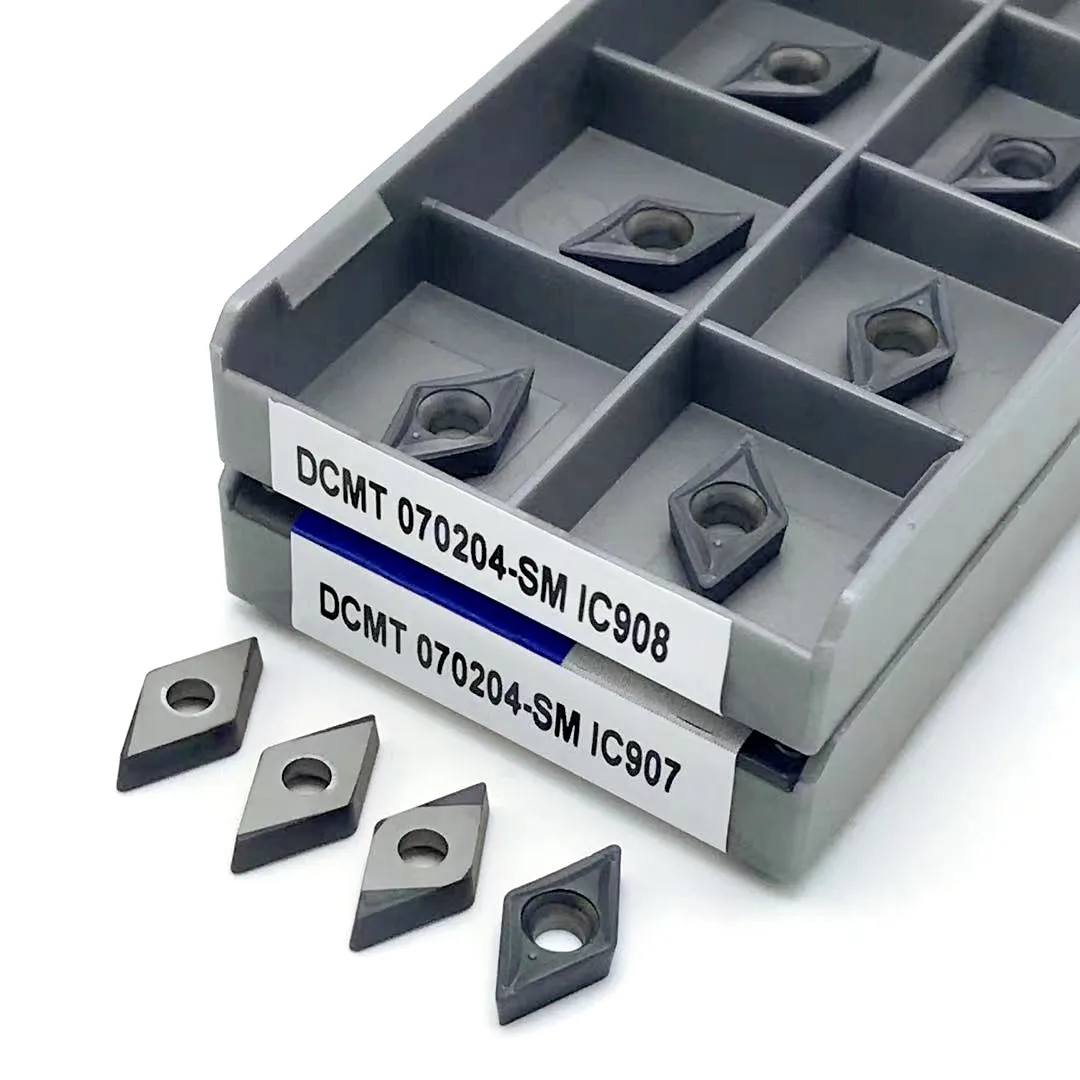 Dcmt070204 sm ic907 ic908 torneamento externo ferramenta de metal ferramenta de torneamento cnc inserção torno ferramenta carboneto dcmt 070204