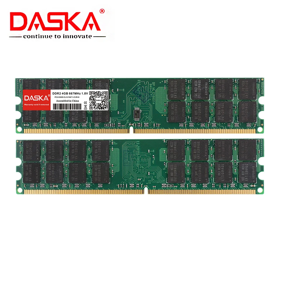 DASKA  DDR2 4GB Ram 800MHz PC2-6400 Memory Desktop Dimm Just For AMD 8GB(4GBx2Pcs) 240Pin NON-ECC High Compatibility