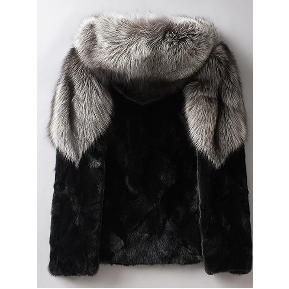 2019 New Mens Fox Fur Coat Fashion Mink Fur Coat Hooded Mens Fur Jacket Leather Jacket Short Winter Warm Coats