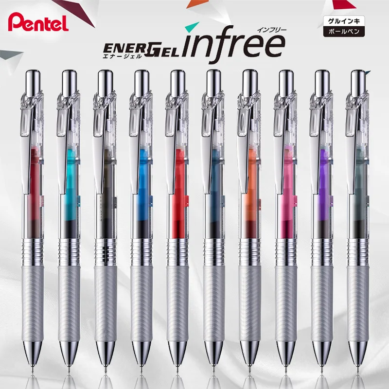 Японская гелевая ручка Pentel ENERGEL Infree, 10 цветов, прозрачная ручка BLN75, Цветной Стержень 0,5 мм, канцелярские принадлежности для письма для студентов