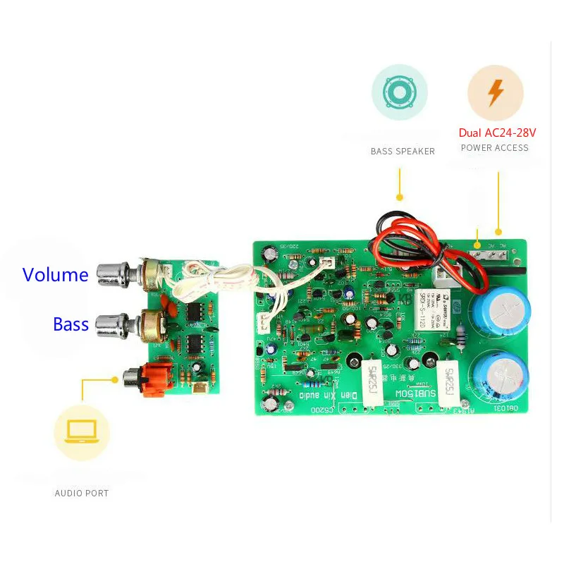 Hifi 오디오 보드 DIY 홈 시어터 스피커 사운드 앰프 서브 우퍼 앰프 150W 모노 파워 앰프 듀얼 AC24-28V
