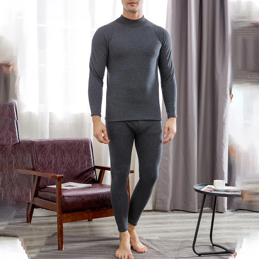 Sous-vêtements thermiques pour hommes, coton naturellement doux, doublure sourire, panneaux chauds, longs caleçons, vêtements thermiques, pyjamas