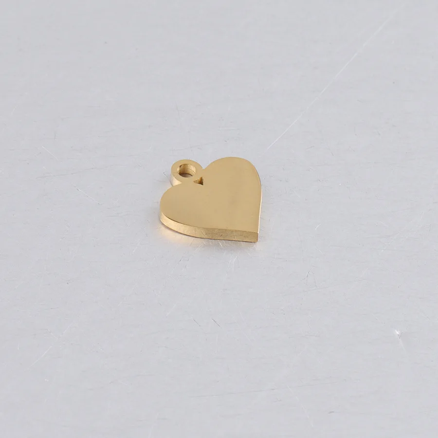 50pcs 10*11mm Gold color Stainless Steel Mirror Finish Heart Shape Charms For Handmade Bracelet DIY Accessories For Jewelry Gift