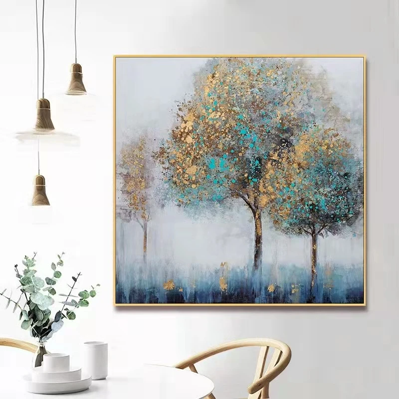 100% Handmade Colorful Trees Forest Abstract Painting  Modern Art Picture For Living Room Modern Cuadros Canvas Art High Quality