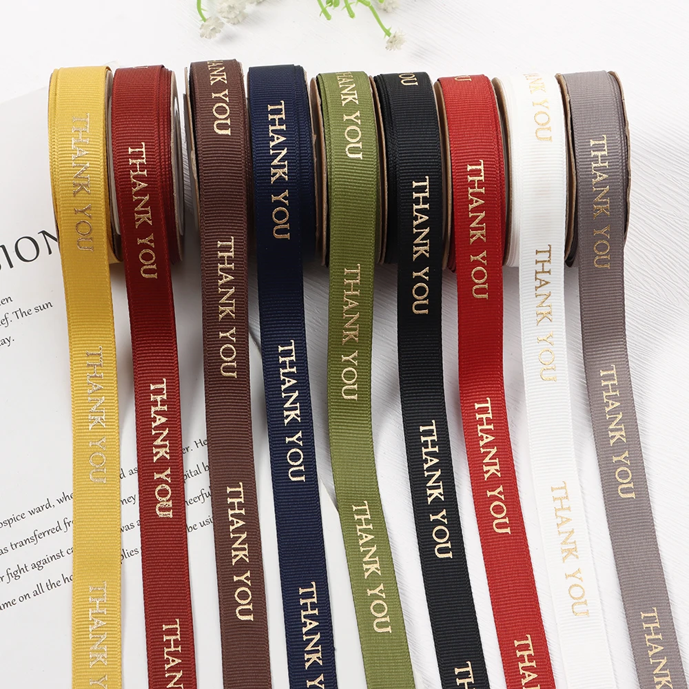 Cinta de agradecimiento de 10 yardas, 1,5 cm, ramo de flores, regalo de fiesta de floristería, regalo de cumpleaños, bricolaje, cinta de decoración, parte de cumpleaños