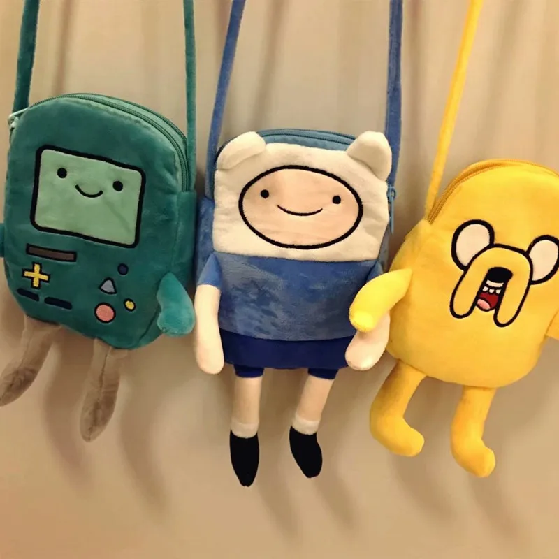 Finn & Jake Messenger Crossbody Bag Swag Rap Plush Coin Bag Phone Bag Anime Advanture Robert BMO Stuffed Bag For Children Gift