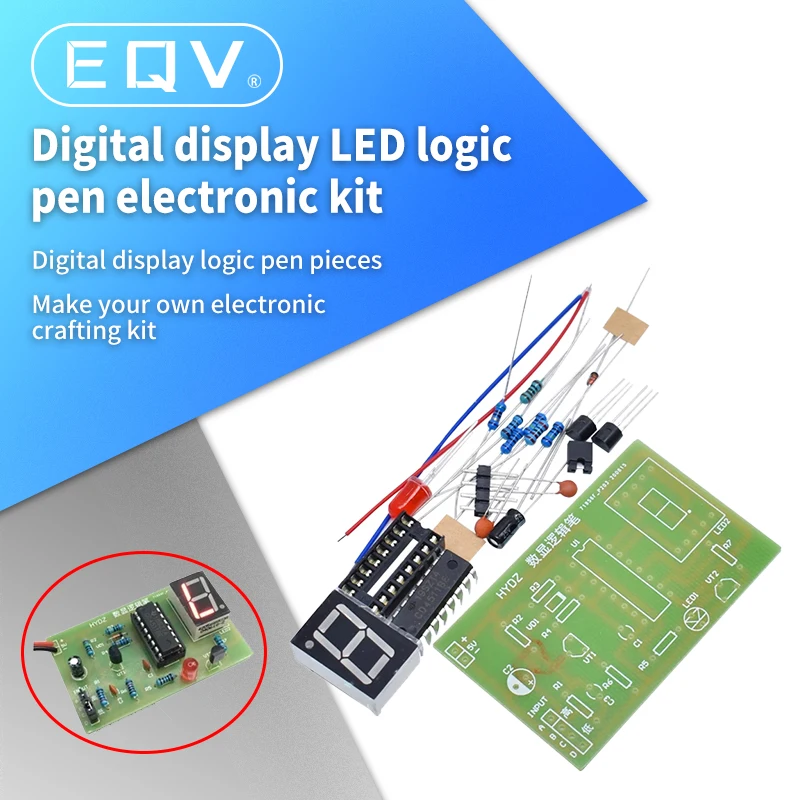 DIY LED pcb Digital Display LED Logic Pen Electronic Kit High and Low Level Test Circuit Soldering Practice Board Kit