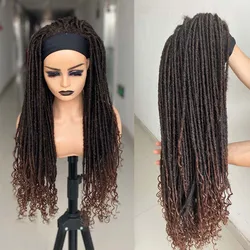 26 zoll Dreadlock Synthetische Stirnband faux loks Perücken Mit Schal Ombre Braun Flechten Häkeln Twist Haar Perücken Für Schwarze Frauen