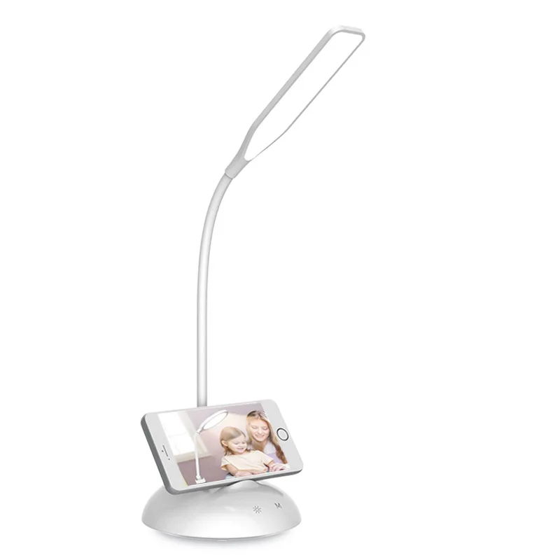 LED Desk Lamp Kids Desk Beside Night Light USB Powered Table Light Storage Phone Holder Touch Lamps Reading Office Table Top