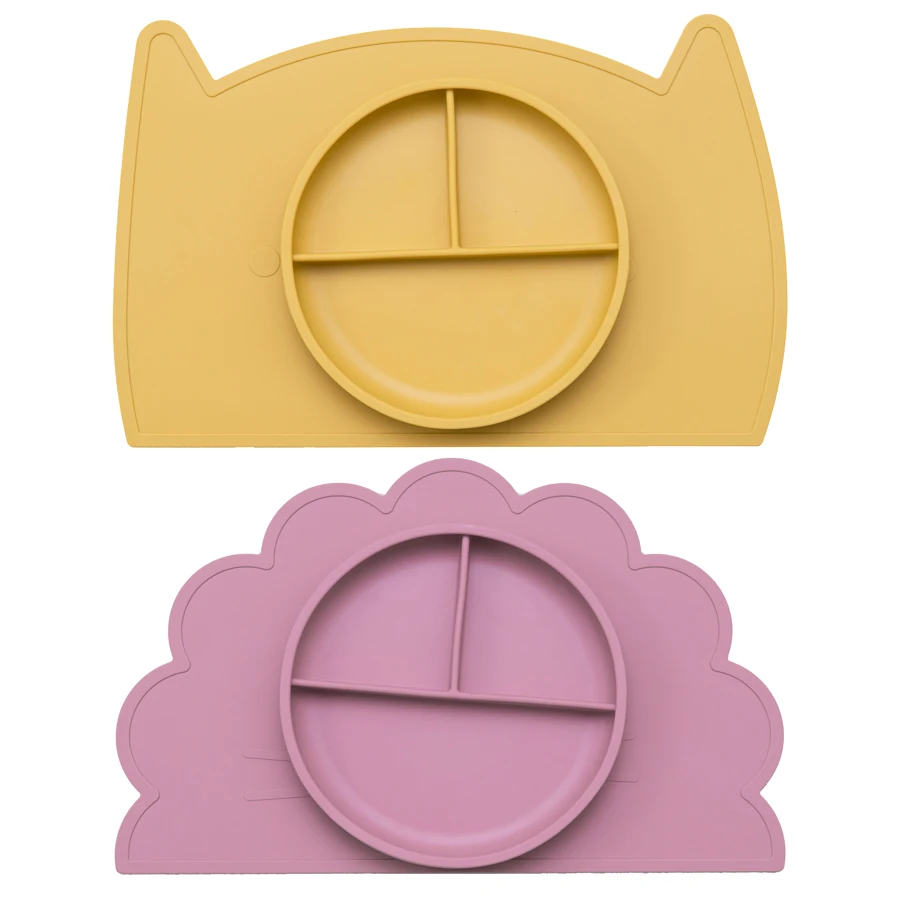 Cute Pure Color Weaning Children's Tableware Feeding Suction Plate Training Bowl Dining Appliance Food Grade Baby Accessories