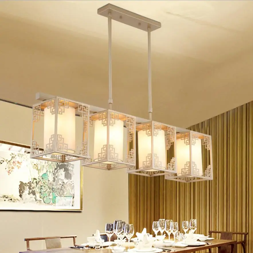 

New Chinese Chandelier Dining Room Direct Chandelier Rectangular Living Room Lamp Creative Bar Dining Room Iron Art Chinese Lant