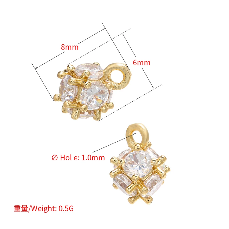 ZHUKOU Brass cute Cross crystal necklace pendant for women DIY handmade necklace jewelry accessories making findings model:VD664