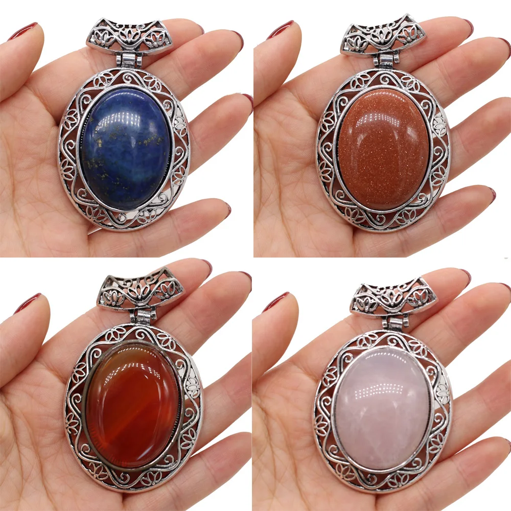 

Natural Stone Pendant Red Stripe Agates Lapis lazuli Crystal for Trendy Jewelry Making Women Pendant Necklace Crafts