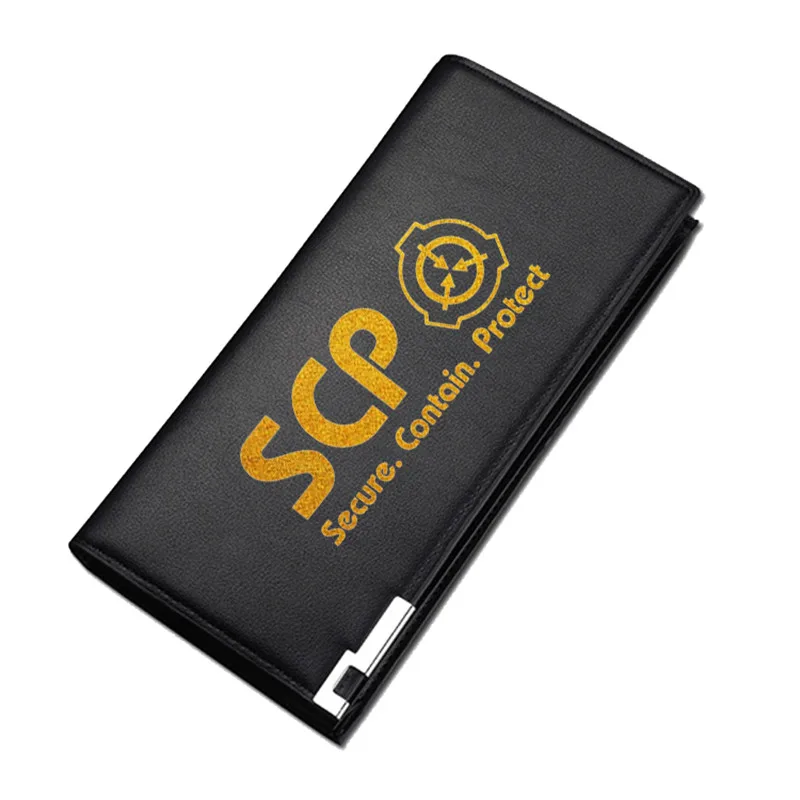 SCP Foundation Gold Print Pu Leather Short Wallet Gift Long Coin Purse Men Money Bag SCP ID Card Holder Women Change Clutch