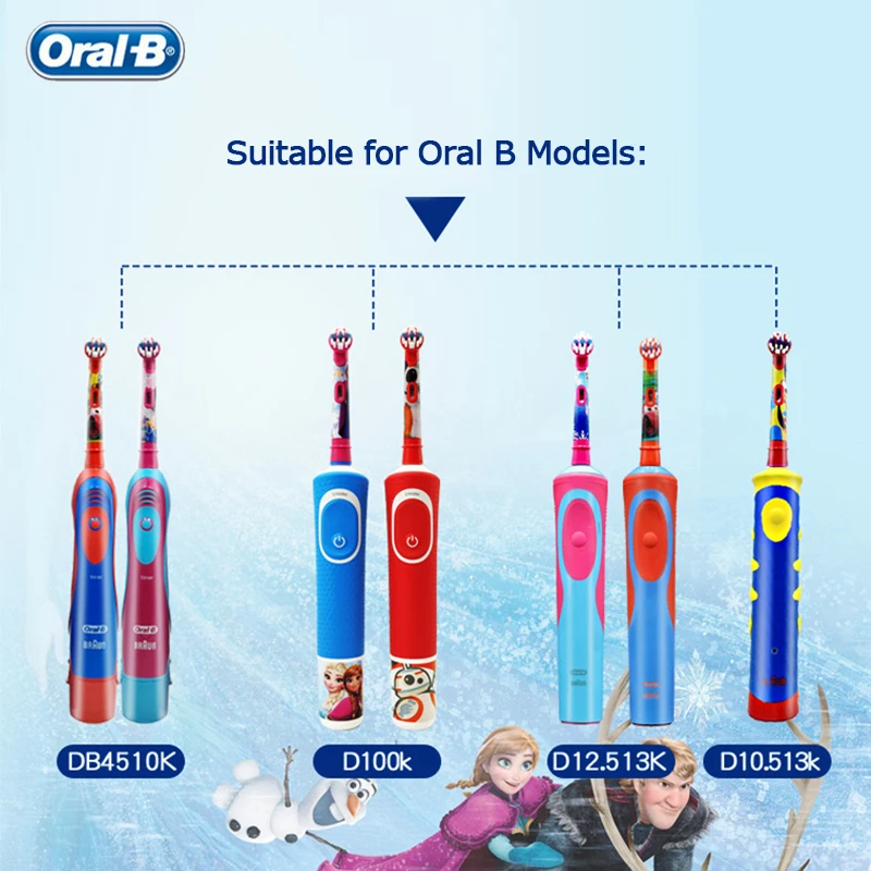 Original Oral B Replacement Brush Heads Cartoon for Oral B Kids Electric Toothbrush Children Soft Bristles Replaceable Nozzles