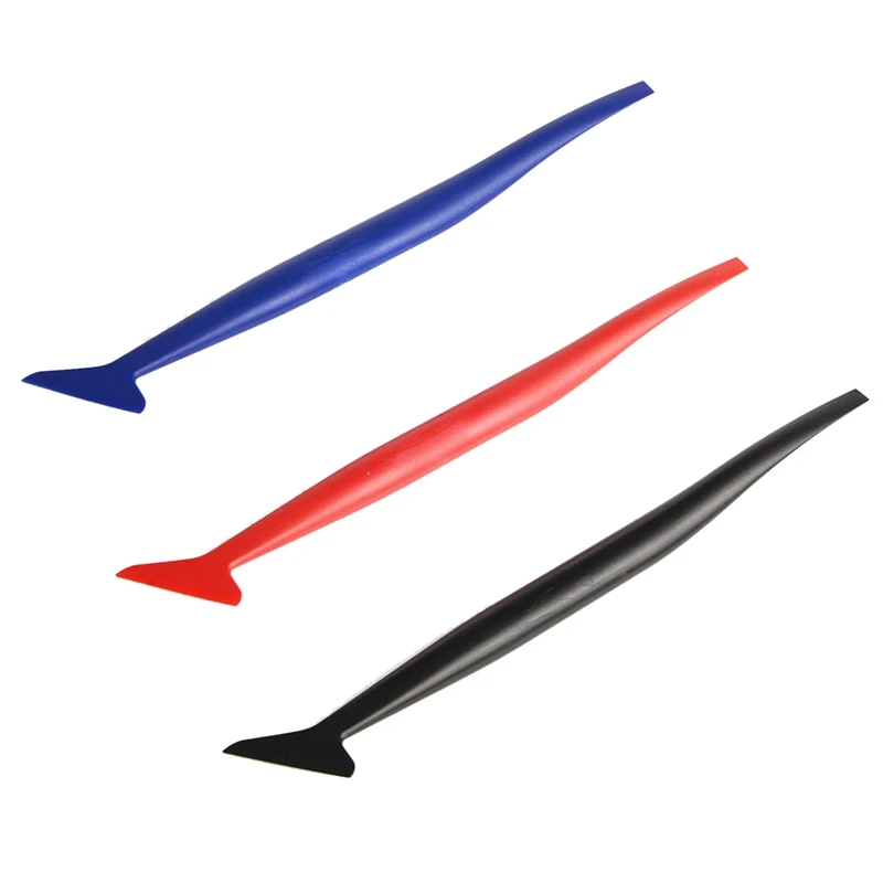 Car Wrapping Flexible Micro- Squeegee Curved Slot Tint Tool Set 3 In 1 With Different Hardness For Installing Vehicle Wraps And