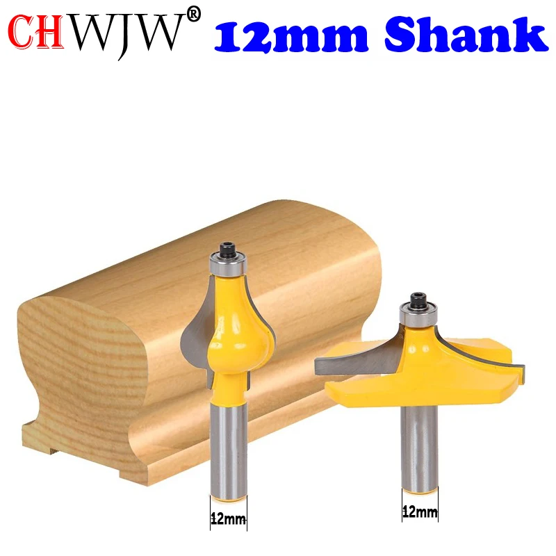 CHWJW 1-2PC 12mm Shank Traditional Thumbnail  Classical & Beaded Handrail Router Bit Set Woodworking cutter Tenon Cutter