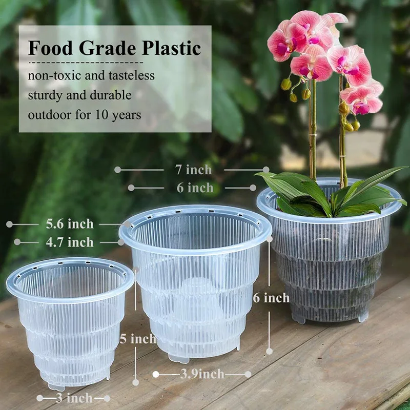 Breathable Orchid Pots with Holes Simplicity Planter Pot Balcony Clear Plastic Flower Pot for Garden Bonsai Home Decoration