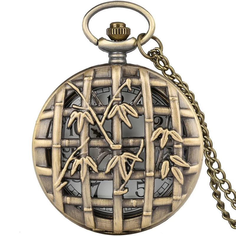 Montre de poche à Quartz en bambou pour hommes et femmes, Style Antique, rétro, cadran rond, collier analogique, pendentif, montre-pull FOB