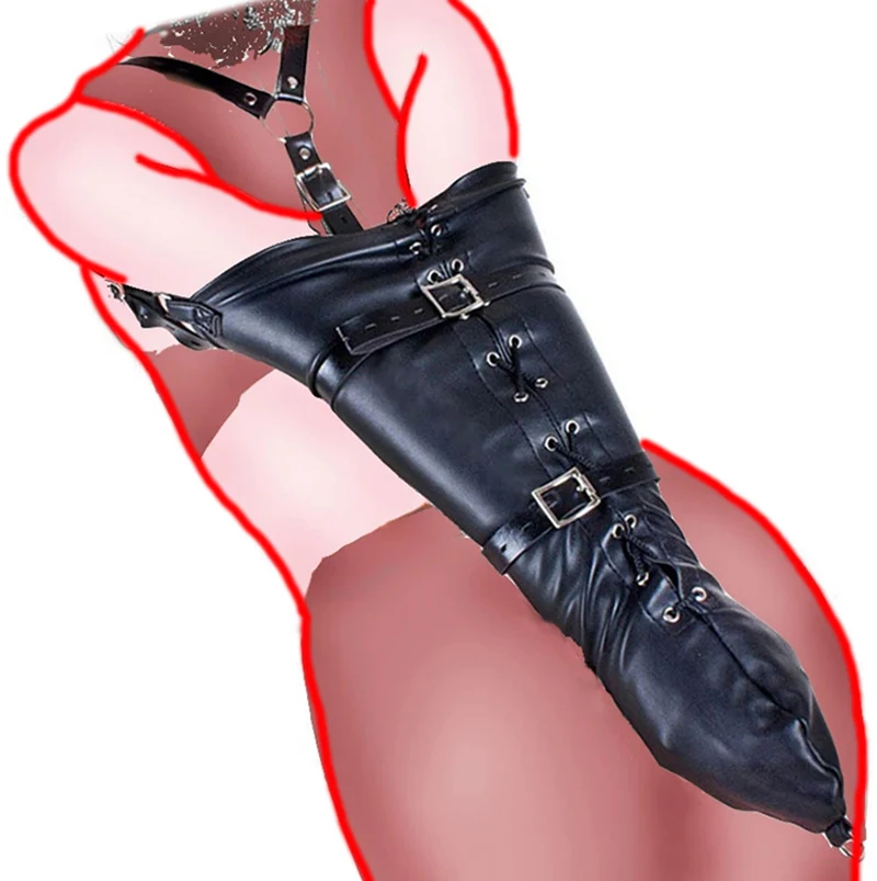 BDSM Behind Back Bondage Arm Binder,Leather Straight Jacket,SM Products Armbinder Restraint Glove,Sex Toys For Couples