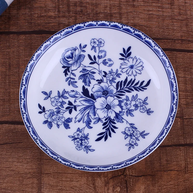 

Creative blue and white porcelain plate ceramic dish Chinese round deep soup plate microwave oven special-shaped plate