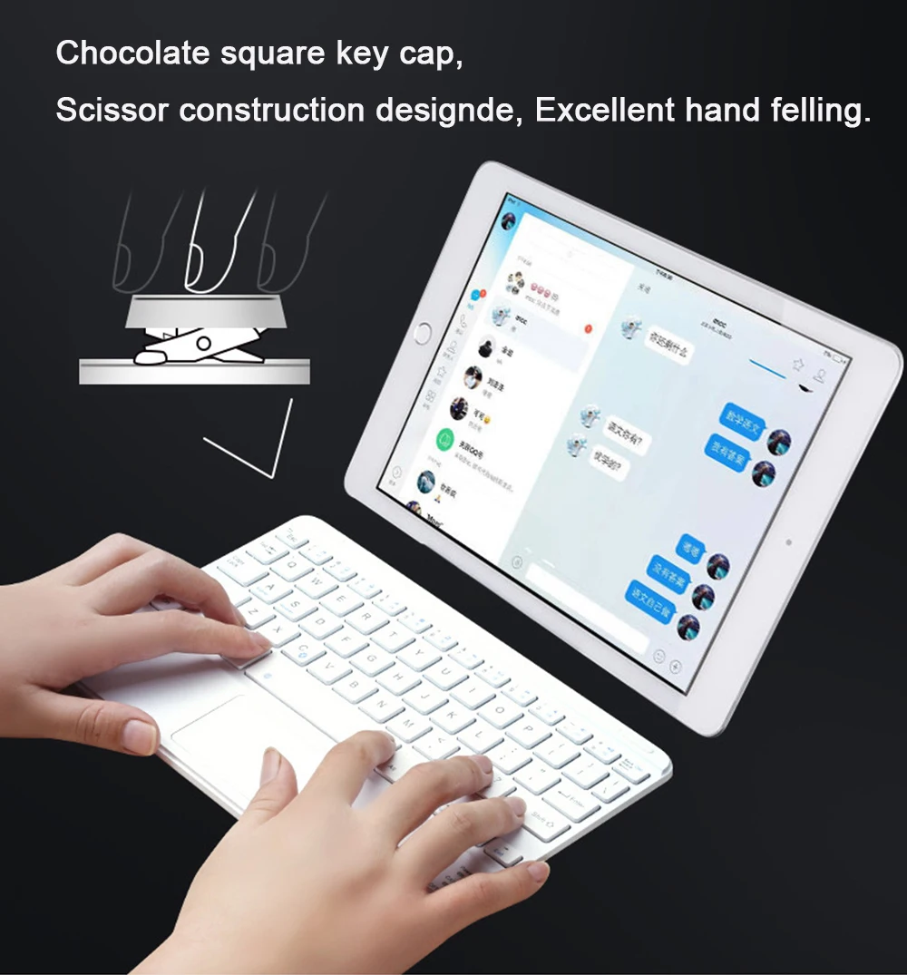 Teclado bluetooth sensível ao toque para tablet android teclado sem fio bluetooth com touchpad para ipad pc computador samsung tab tablet