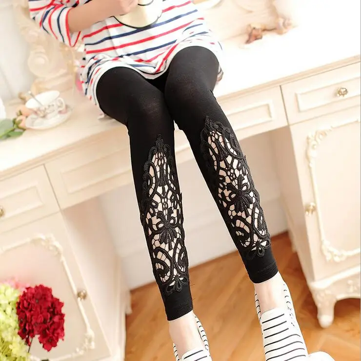 Leggings Feminino  Workout Lace Crochet Modal Cotton Thin Large Size 7XL 6XL 5XL XS Legins Black Navy Pink Purple For Women