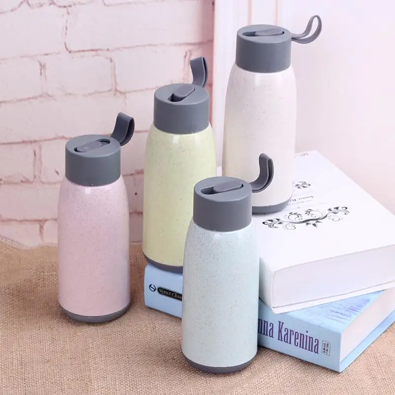 350ml Vacuum cup Wheat straw cup Portable plastic double glass with wheat flavor Coffee Tea Milk Travel Mug Thermo Bottle Gifts