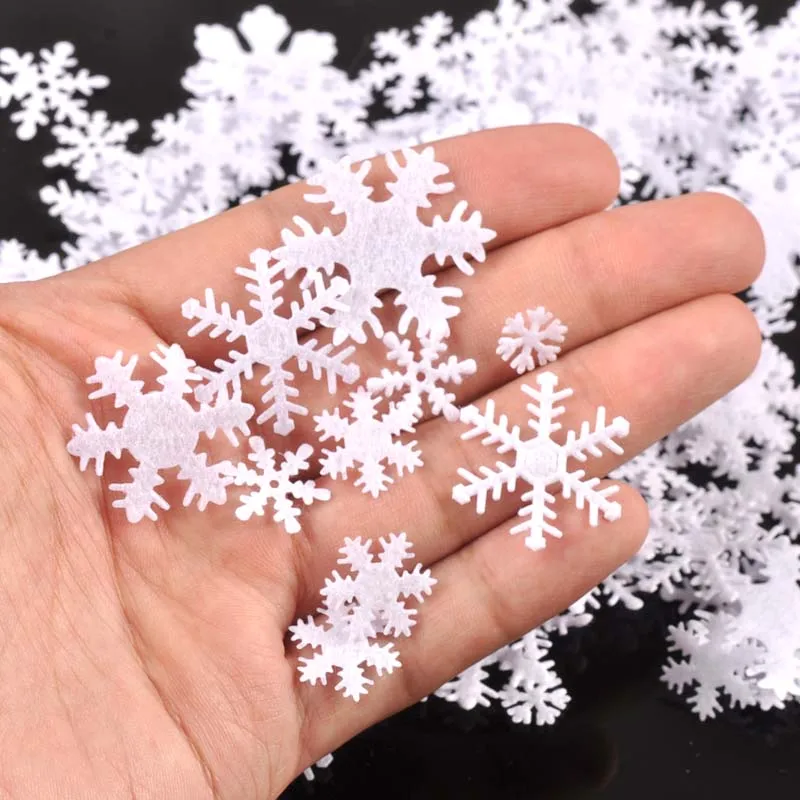 100pcs/lot White Felt Christmas Snowflake Patch Applique Scrapbooking Craft Sticker Non-woven Patch DIY CP2767