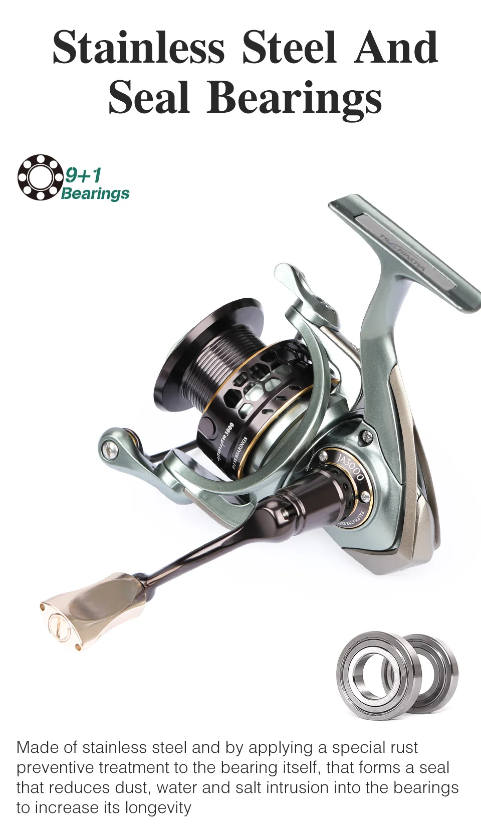 TSURINOYA Jaguar 1000 2000 3000 Deep Shallow Spool Long Casting Edelstahllager Angeln Spinning Bass Reel Salzwasser – Detail 9