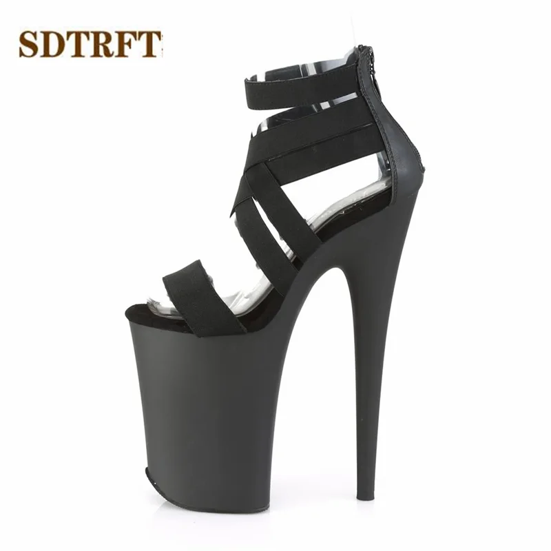 SDTRFT Zapatos Mujer Buckle Fetish Sandals 23cm Thin Heels Pumps Platform Woman Walking Show Artifact Model High-heeled Shoes