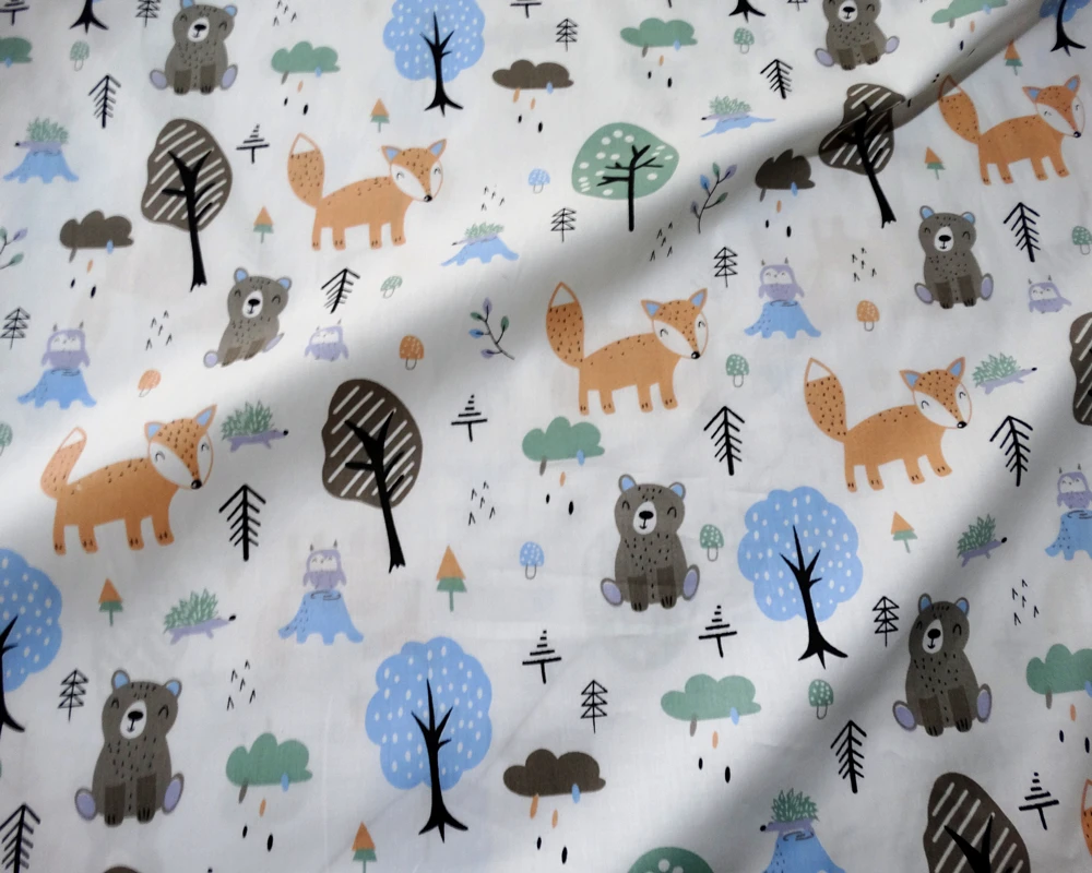 Engineering vehicle Plane Fox Cotton Fabric 100% Cotton Twill Print for Sewing Home Textile Child Dress Making Woven Soft Fabric