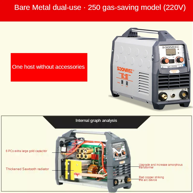 Portable Tig Welder 220V Power WS-250A Pulse Tig Arc 2 In 1 Professional Tig Argon Gas Welding Tig Welding Machine