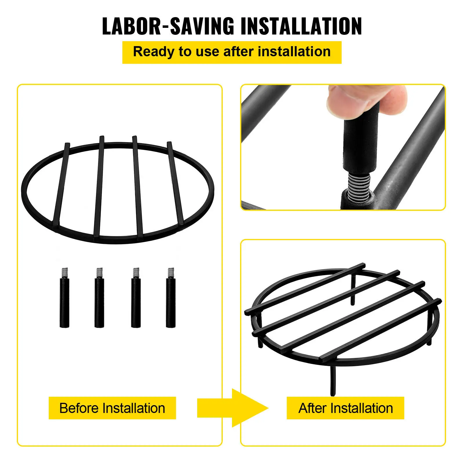 VEVOR Đa Kích Thước Hố Lửa Lưới Tròn Củi Cao Chịu Nhiệt Độ Phủ 18/24/30/36 Inch ổn Định Q235 Thép Sân Sau