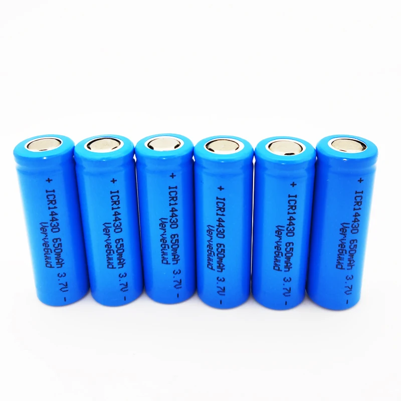 VerveGuud 14430 650mAh ICR14430 Li-Ion Rechargeable Battery 3.7v Liion Lithium Batteria Low Self Discharge Batteries