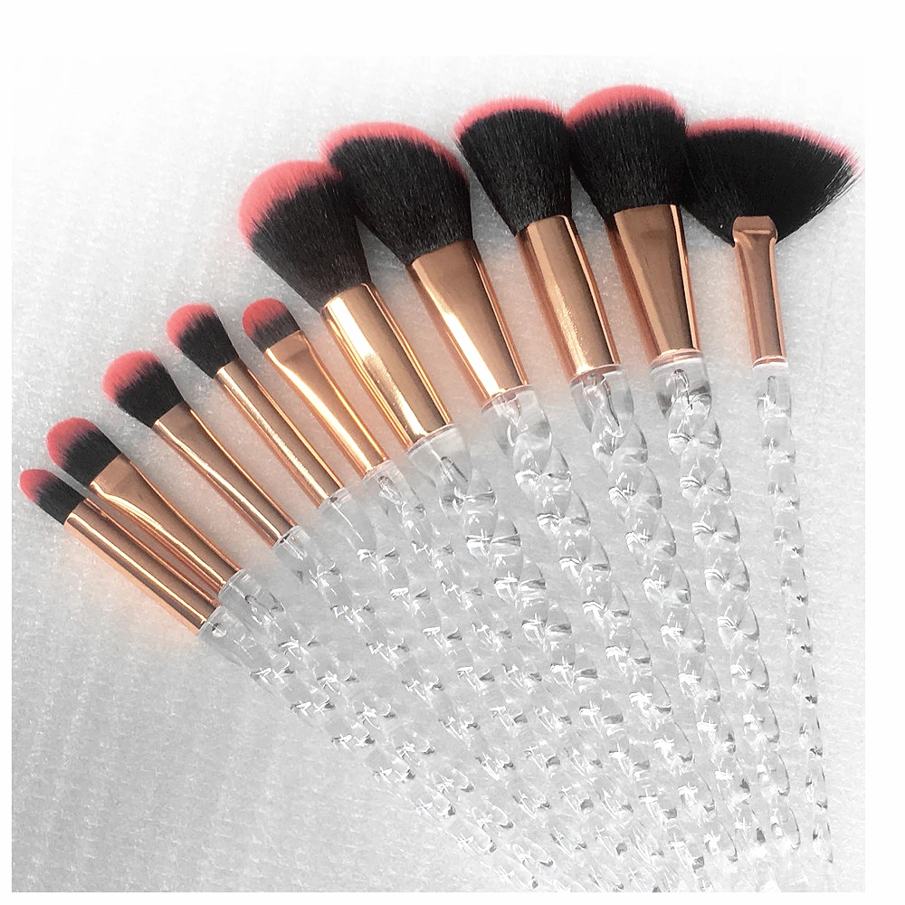 10pcs Unicorn Makeup Brushes Set Crystal Spiral Handle Foundation Blending Powder eyeshadow eyebrow Make Up Brush Cosmetic Tools