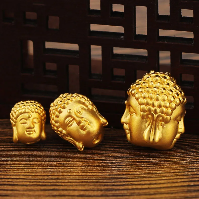 1pcs Real 999 Real 24K Yellow Gold Pendant For Women Men 3D Hard Gold Double Side Buddha Head