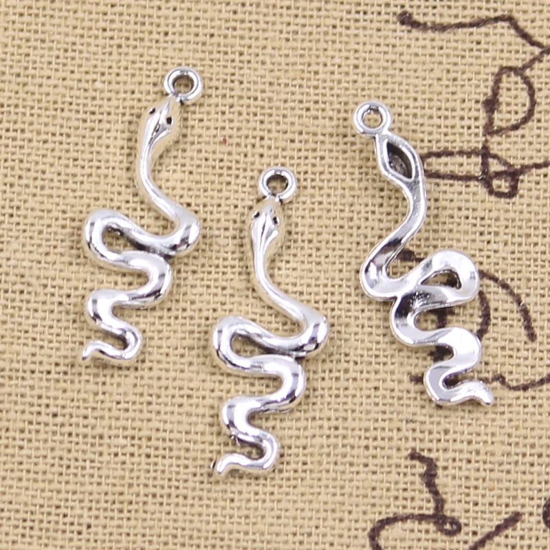 30pcs Charms Snake 28x9mm Antique Silver Color Pendants DIY Crafts Making Findings Handmade Tibetan Jewelry