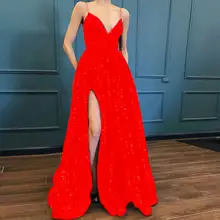 Black V-neck Prom Dress with Side Slit #4