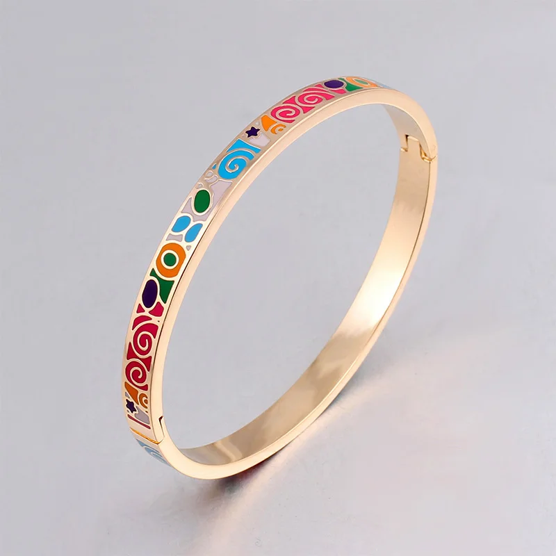 High-grade and Refined Colorful Bangles for Women Indian Style  Stainless Steel Jewelry