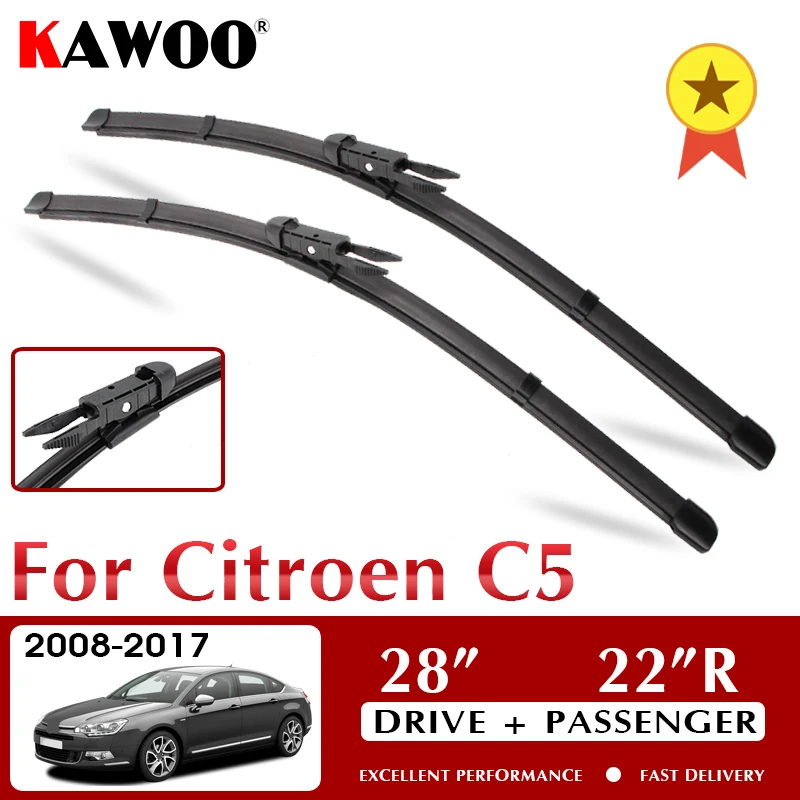 

KAWOO Wiper Front Car Wiper Blades For Citroen C5 2008-2017 Windshield Windscreen Front Window Accessories 28"+22"R LHD RHD