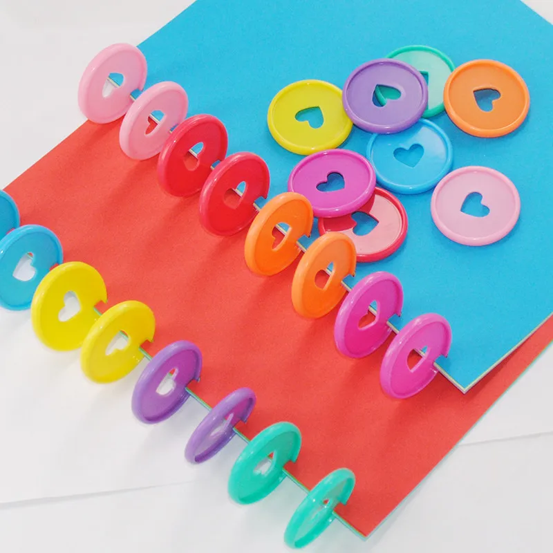 50/100 Pcs Heart Binding Rings Loose Leaf Binder Discs for Notebook 24mm Diy Happy Planner Disc Mushroom Binders Office Supplies