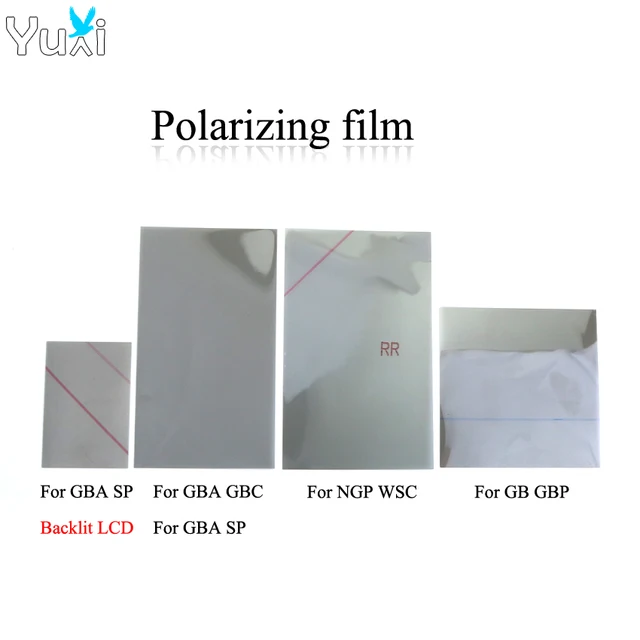 YuXi 1szt Folia polaryzacyjna Podświetlana część ekranu do Gameboy GB DMG GBP GBC GBA SP NGP WSC Polaryzacyjny arkusz filtra polaryzacyjnego