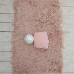 3PCS/Lot 75x50cm Baby Mongolia Long Pile Faux Fur Blanket,150x40CM Wrap, Newborn Pearl Headband Infant Photo Shoot Accessories